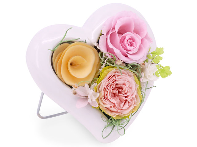 Preserved Forever Flower - Heart shape preserved flower decoration M62 - PR0103A2 Photo